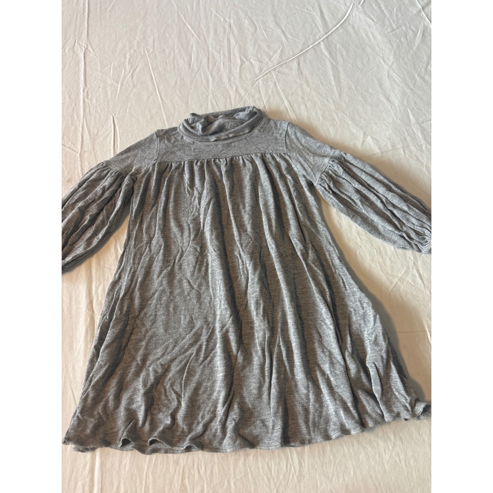 Burberry Dress Baby Girl 12M Gray Excellent Balloon Sleeve Turtleneck Logo